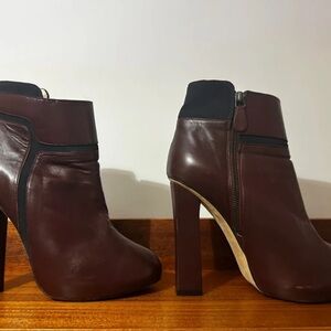 Pringle Dark Brown Leather High Heel Ankle Booties